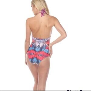 LA MODA TRUE COLORS LUXE ONE-PIECE HALTER SWIMSUIT SIZE MEDIUM